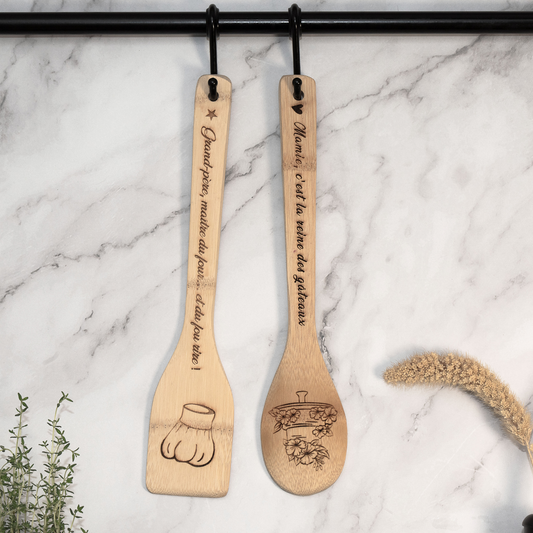 Cuillère et spatule de cuisine personnalisées.